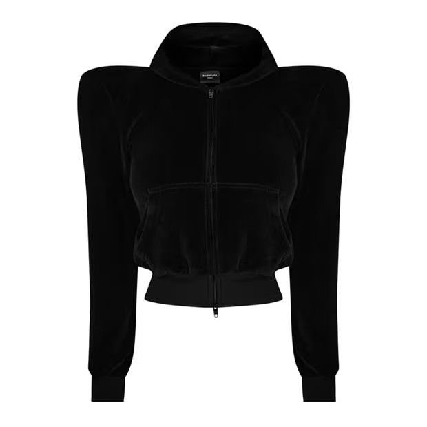 Balenciaga o1g2r1mq0924 Round Shoulder Zip Up Hoodies in Black Size L / US 10 / IT 46 - 1 Thumbnail