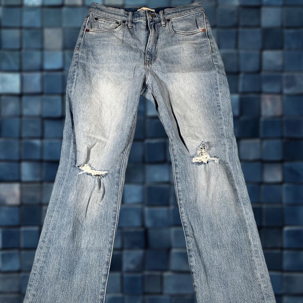 Madewell Madewell Jeans Womens 27 Blue The High-Rise Slim Boyjean Distressed Raw Hem Size 27" / US 4 / IT 40 - 1 Thumbnail
