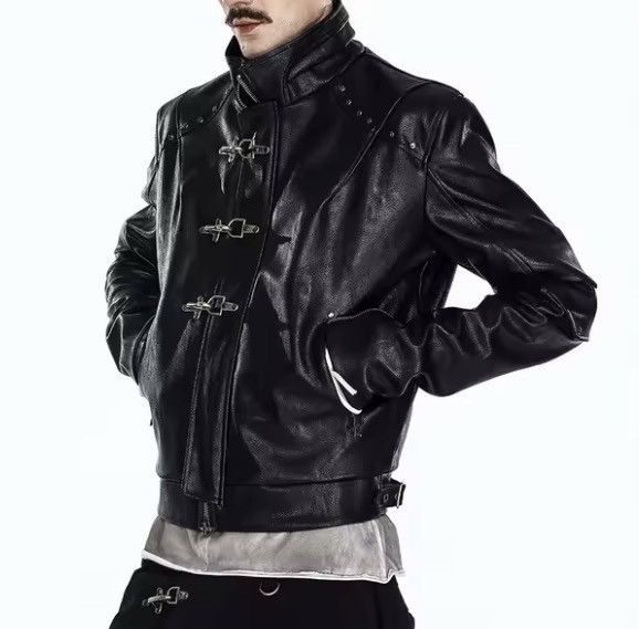 Japanese Brand Cyber Punk Metal Clasp PU Leather Jacket Industrial Crop Size US L / EU 52-54 / 3 - 5 Thumbnail