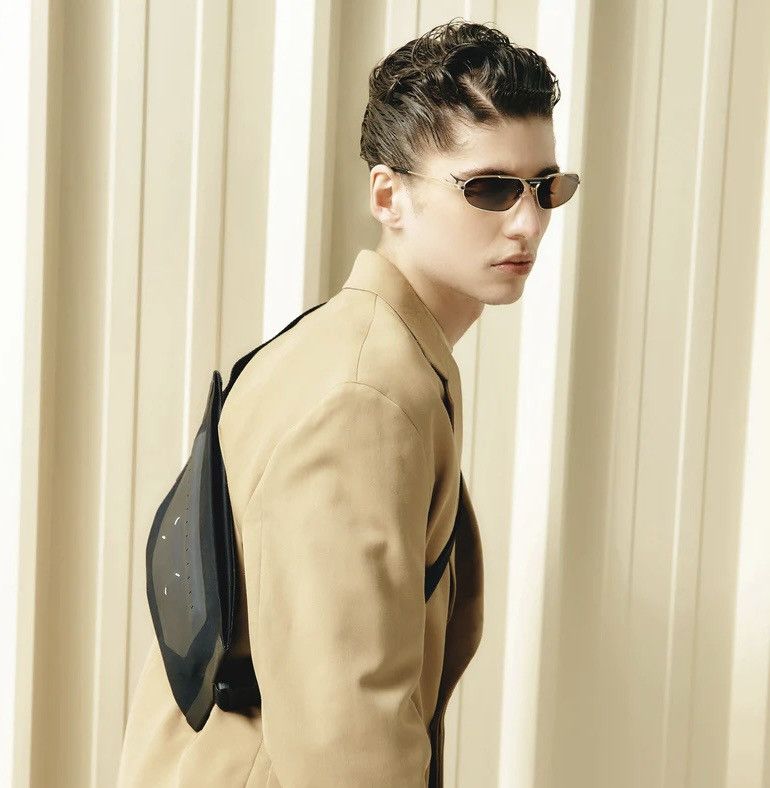 image of New Balenciaga Bb0245S 003 Gold Brown Men Sunglasses Metal