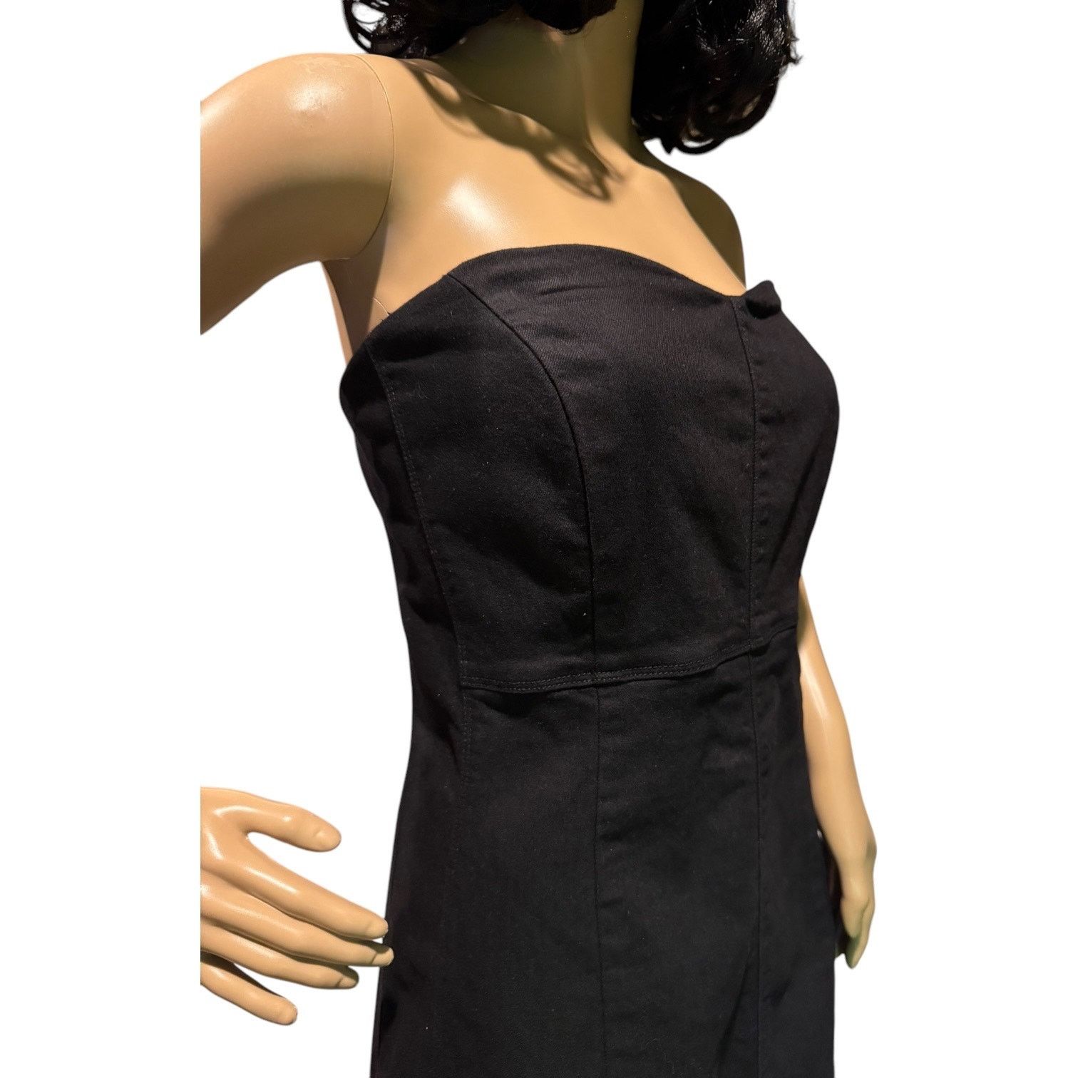 Gap NWT 2011 Gap black denim strapless stretchy patchwork dress Size L / US 10 / IT 46 - 8 Thumbnail