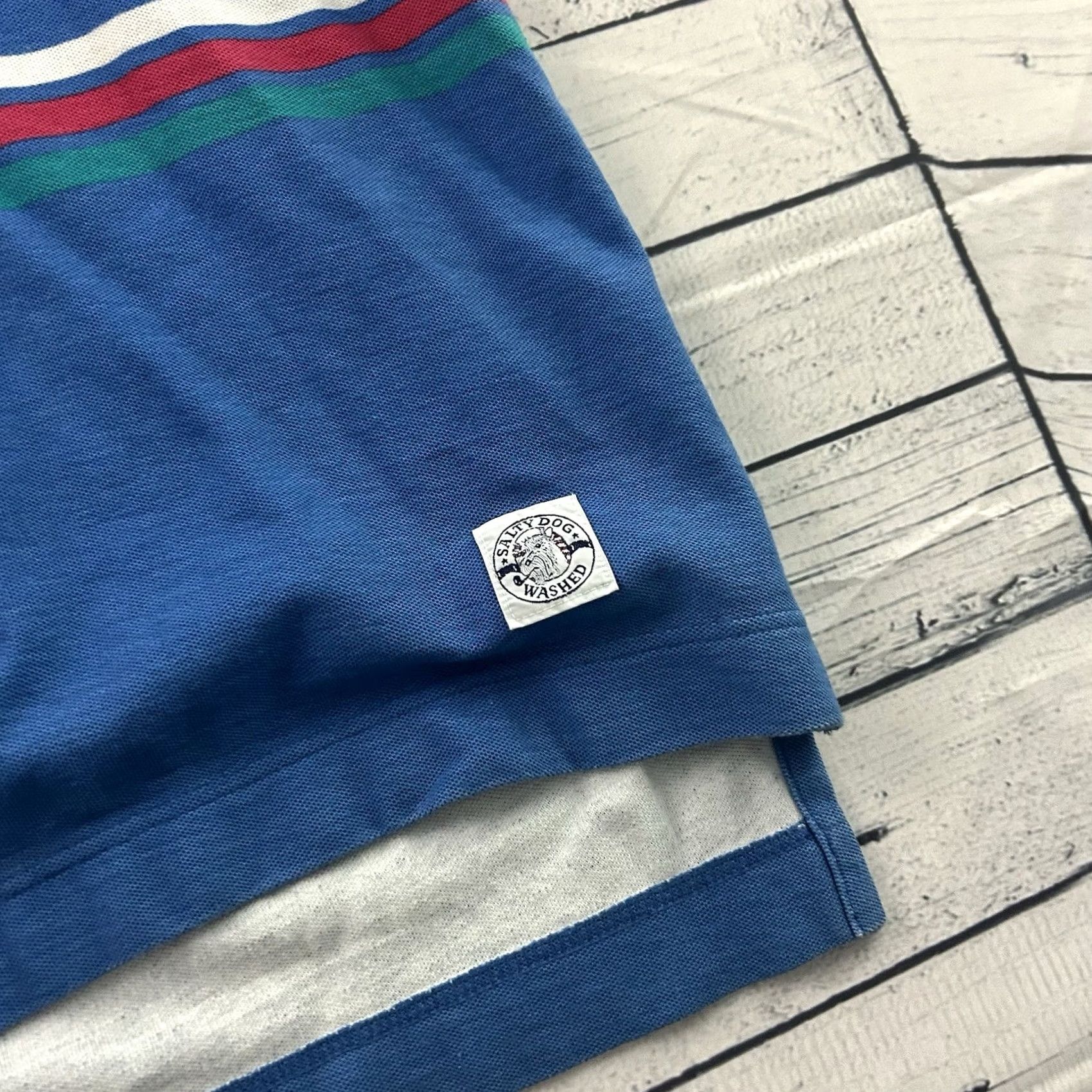 Gant GANT Salty Dog Washed Striped Short Sleeve Button Front Polo Shirt Men's Large Color Multicolor Short Sleeve Polo Mens L Striped Dog Theme Size US L / EU 52-54 / 3 - 2 Thumbnail