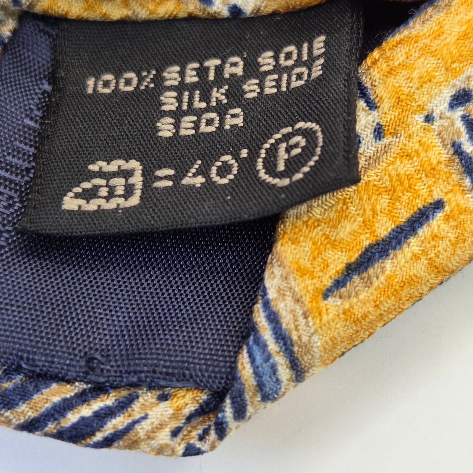 Ermenegildo Zegna Ermenegildo Zegna Silk Tie Gold Navy Geometric 4" Italy Size ONE SIZE - 5 Thumbnail