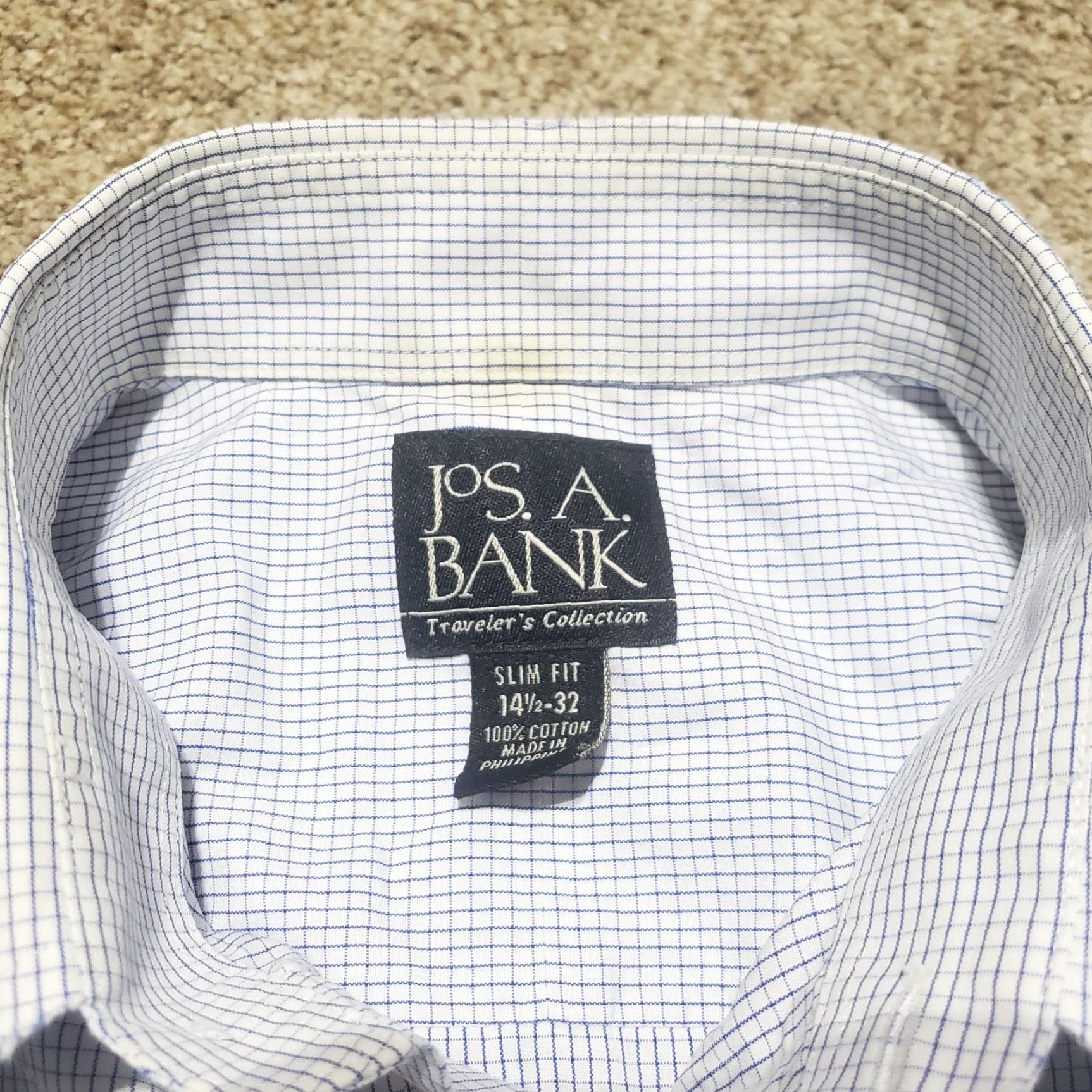 Jos. A. Bank Jos A. Bank Shirt Men 14.5 32 Blue Checkered Button-Up Tailored Long Sleeve Adult Regular Size US M / EU 48-50 / 2 - 3 Thumbnail