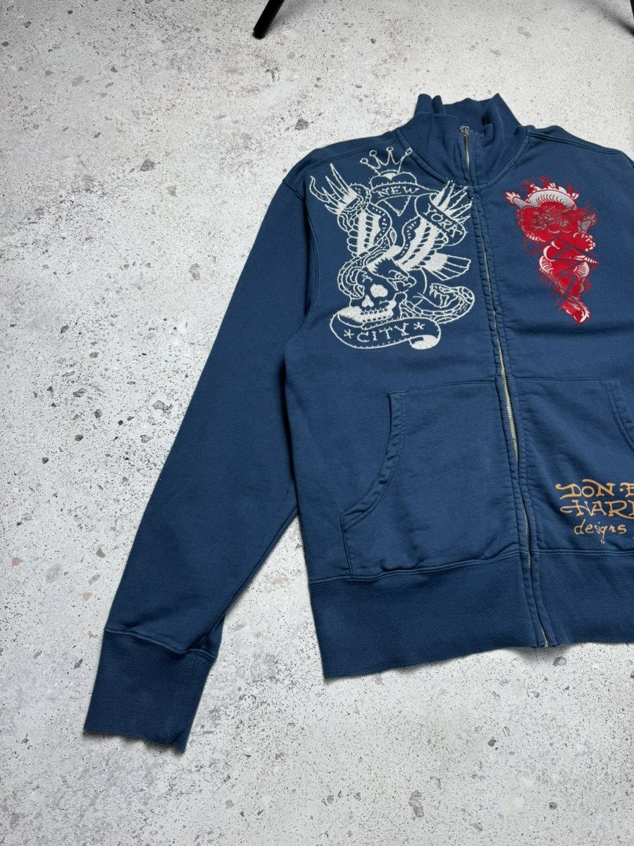 Christian Audigier × Ed Hardy × Vintage Vintage Ed Hardy Big Logo Chrome Hearts Style Zip Hoodie Size US XL / EU 56 / 4 - 3 Thumbnail