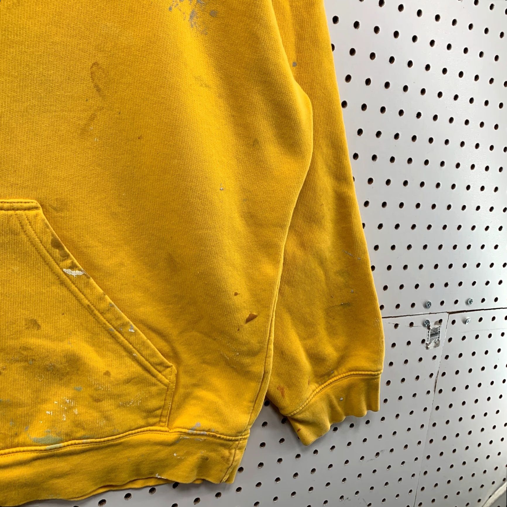 Nike VINTAGE Nike Hoodie Mens XL Yellow Swoosh Distressed Paint 27x28.5 Pullover Sweatshirt Size US XL / EU 56 / 4 - 7 Thumbnail