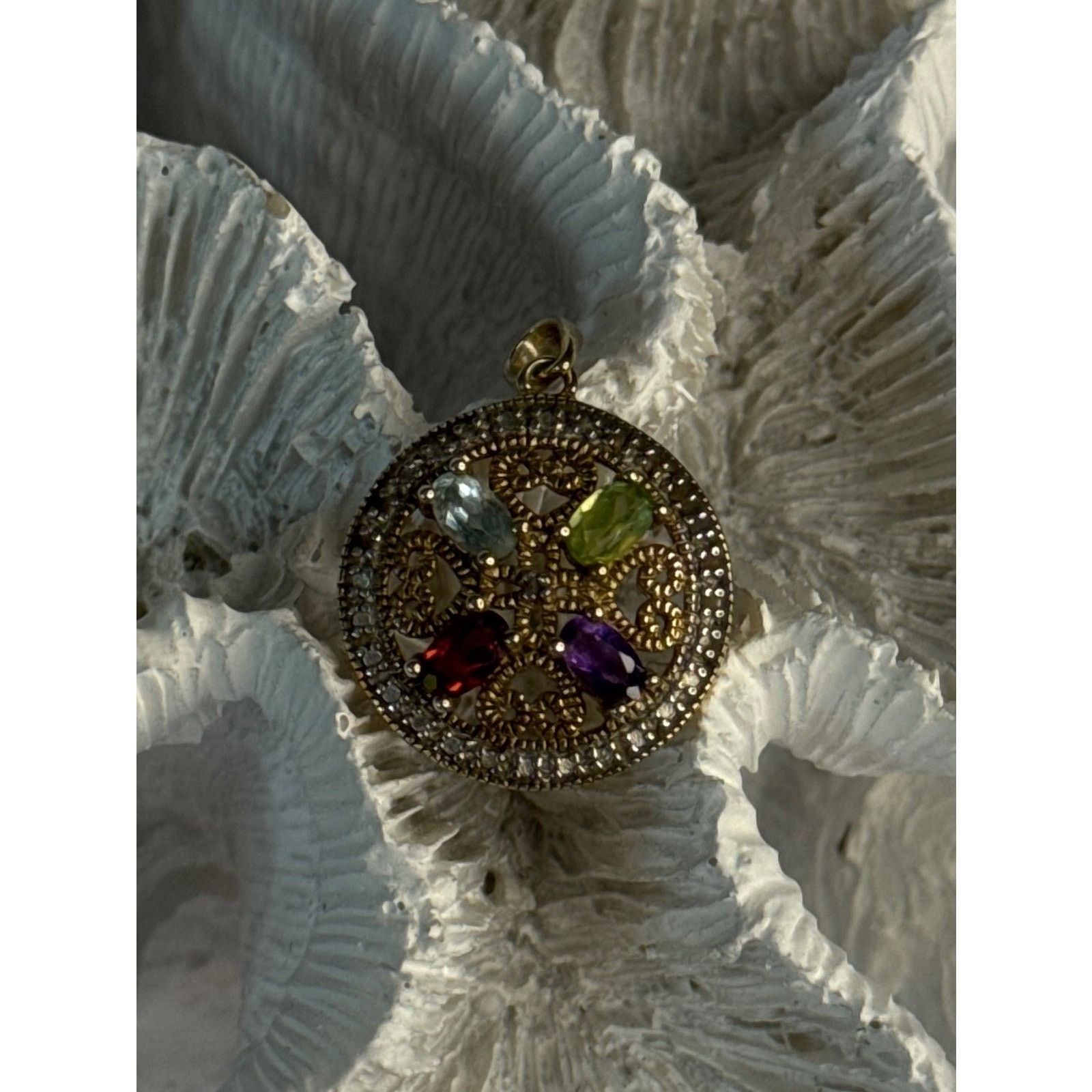 Jewelry 925 STERLING SILVER TOPAZ PERIDOT GARNET AMETHYST PENDANT Size ONE SIZE - 4 Thumbnail