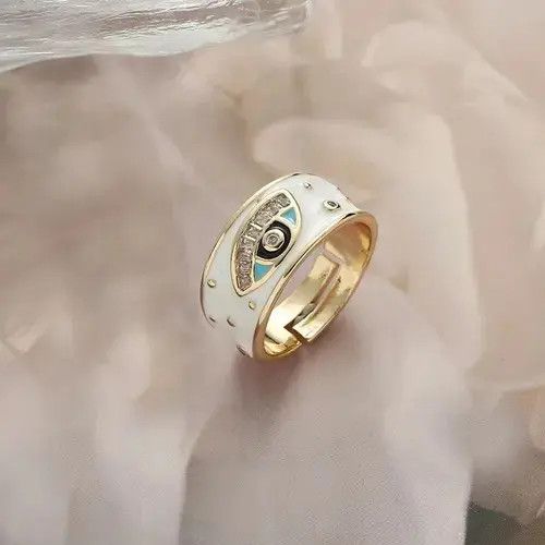 Japanese Brand × Jewelry × Vintage Creative Handmade Charming Enamel Heart Ring Eye y2k Size ONE SIZE - 2 Thumbnail