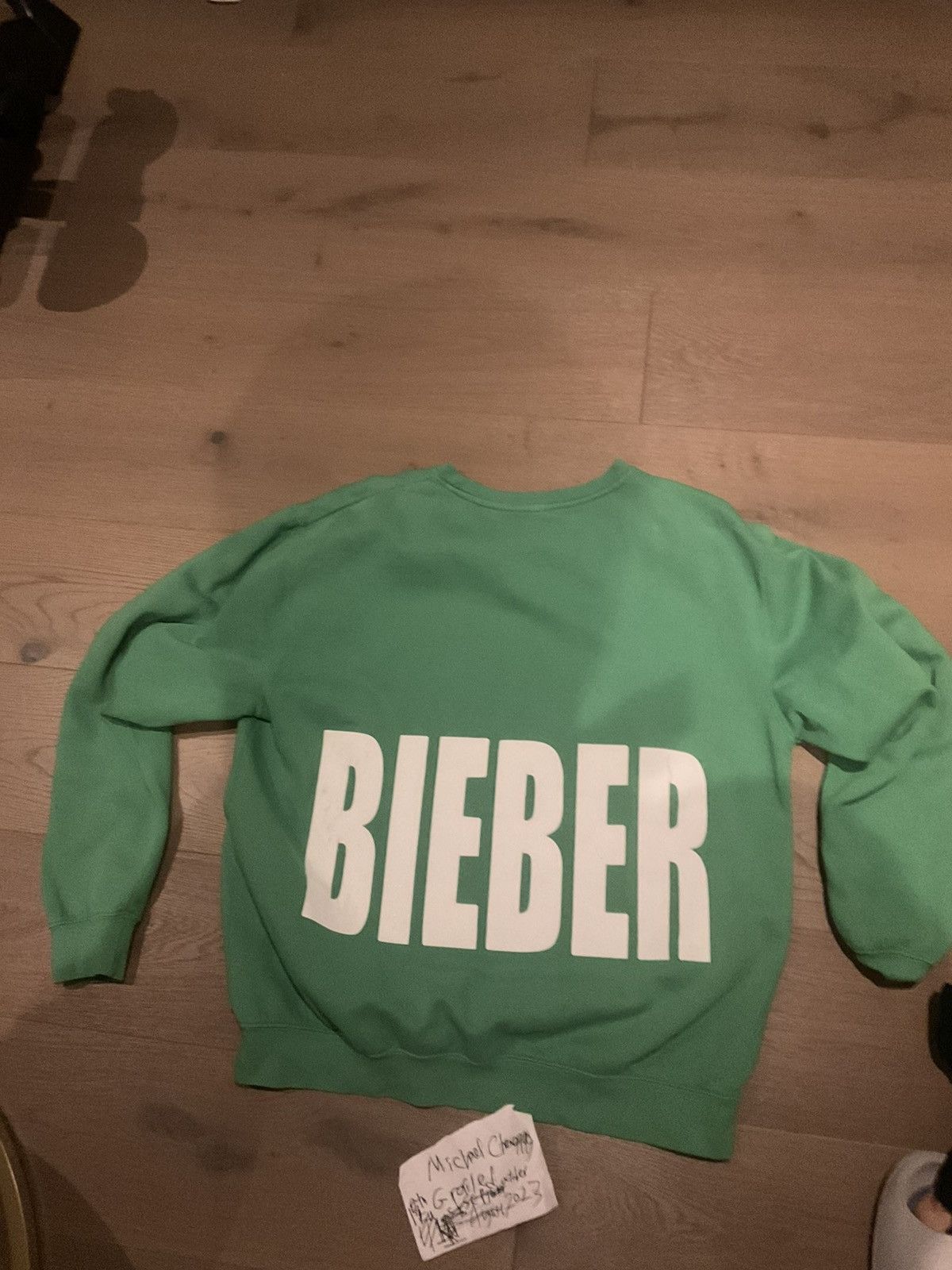 Justin Bieber justice tour ghost crewneck green