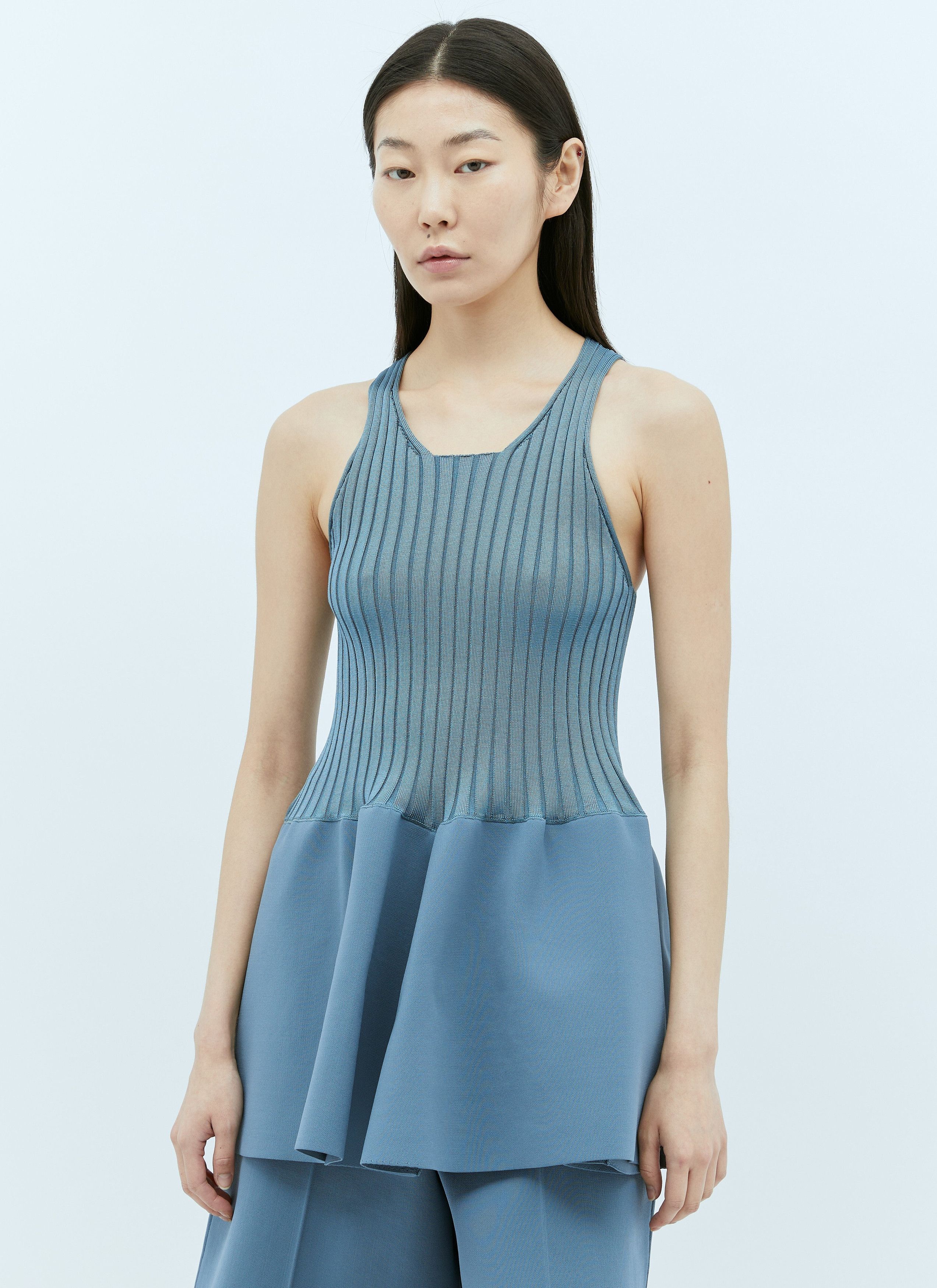 Jil Sander o1w1db10825 Knit Sleeves Tulip Tank Top in Blue Size S / US 4 / IT 40 - 1 Thumbnail