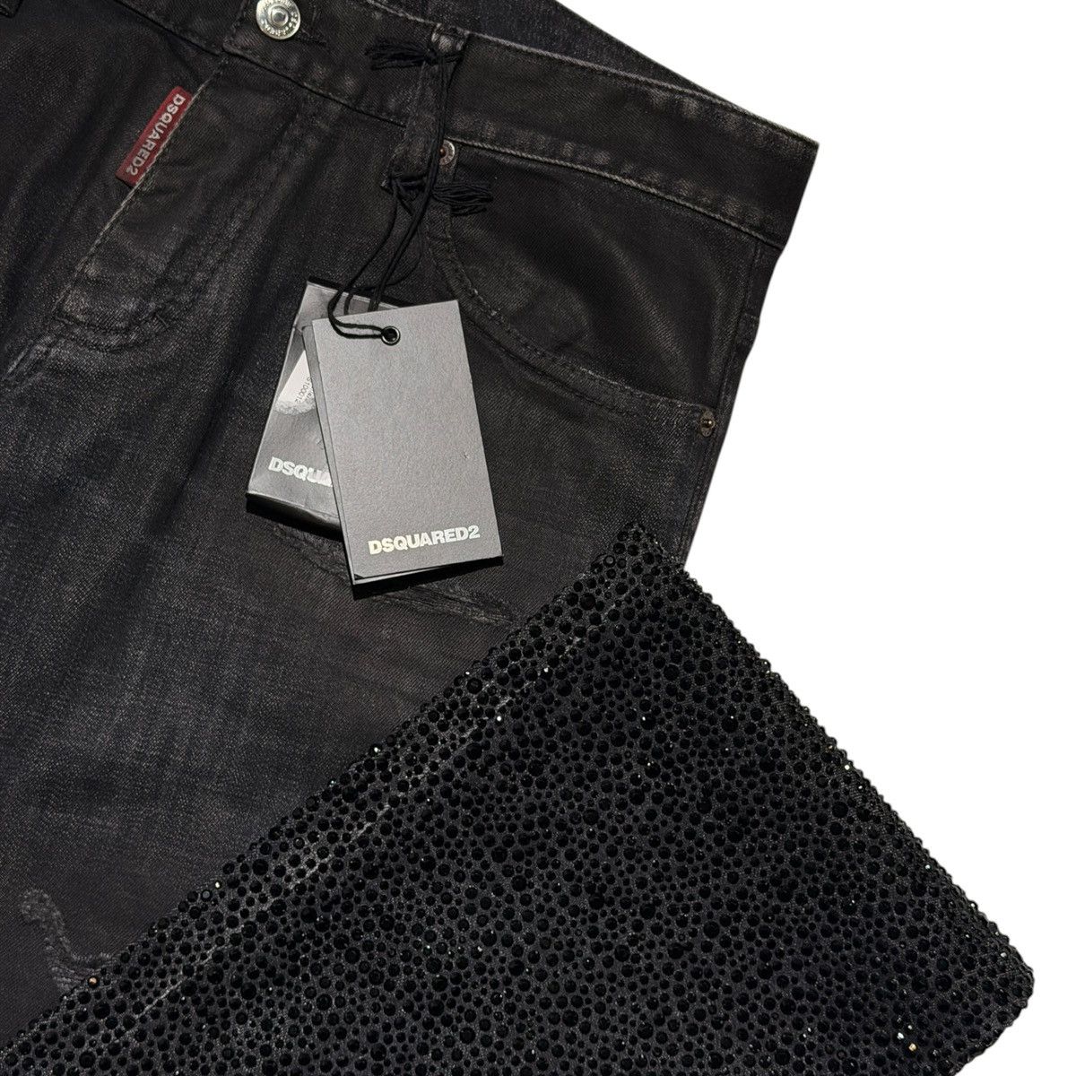 Dsquared2 $2,340 crystal embellished waxed denim Size US 32 / EU 48 - 2 Thumbnail