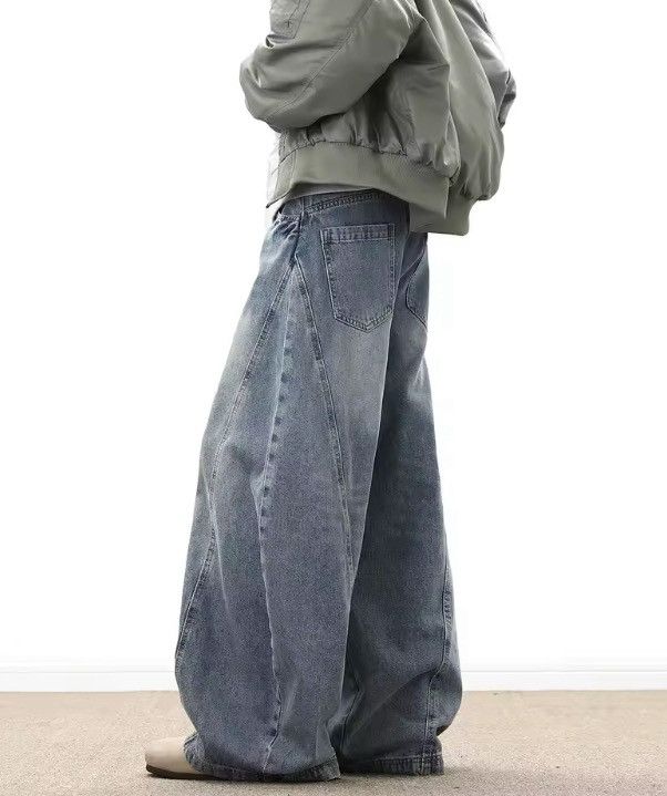 Jean American street waistline washed distressed wide-leg jeans Size US 29 - 6 Thumbnail