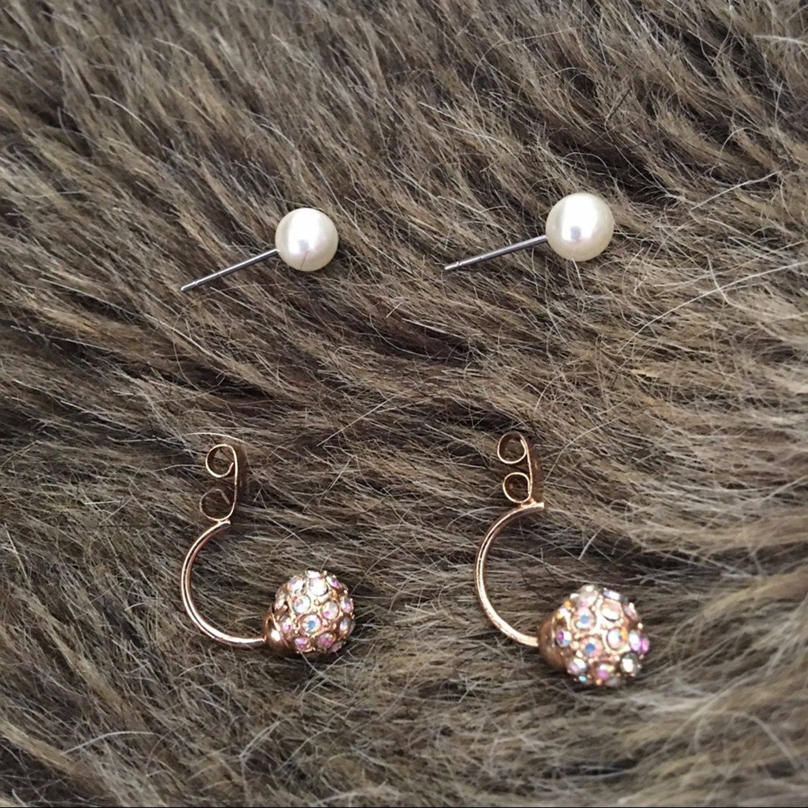 Jewelry Aurora borealis and pearl two part pierced earring Size ONE SIZE - 3 Thumbnail