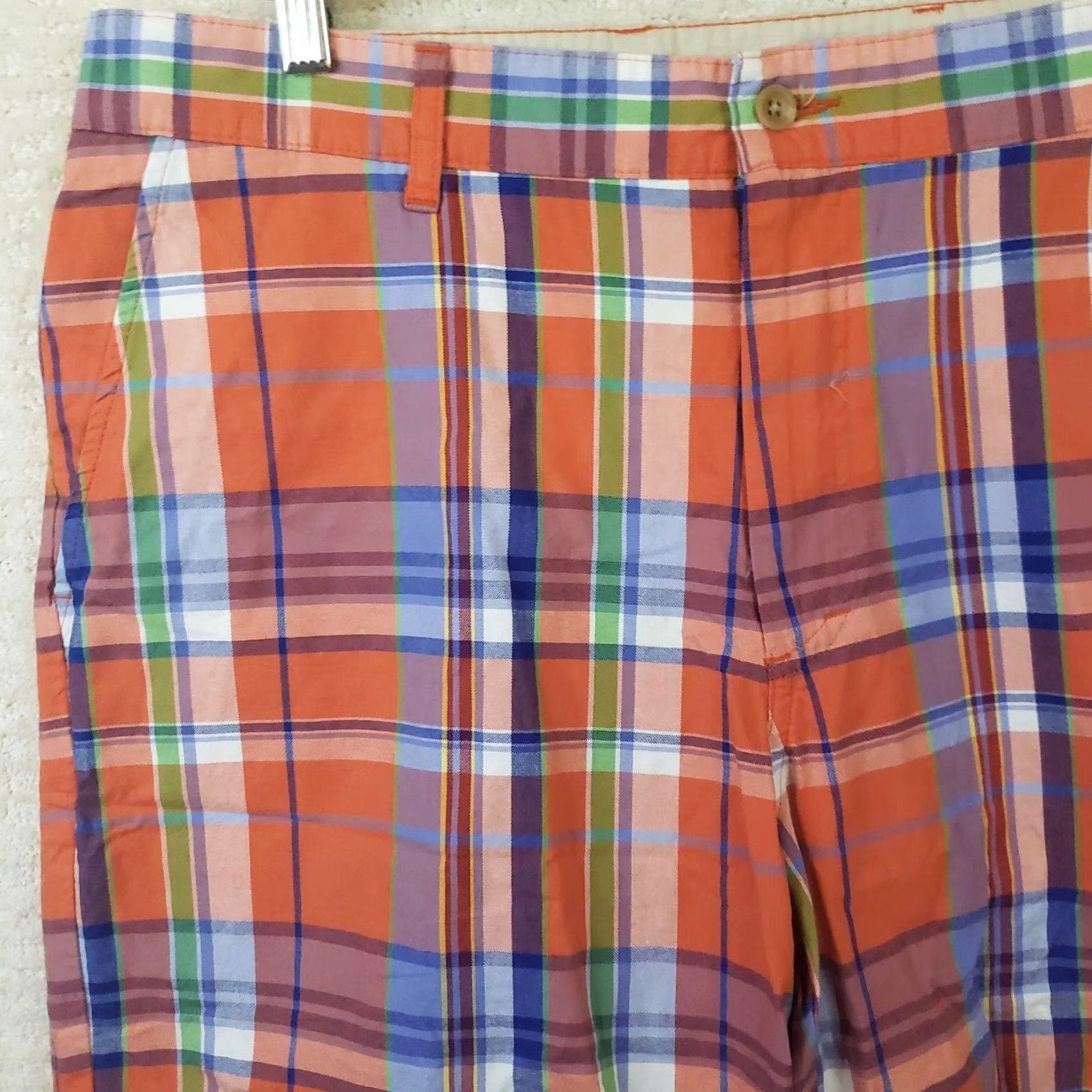 Bills Khakis Bills Khakis Men's Shorts Orange Multicolor Plaid 37x10 Flat Front Casual Size US 37 - 2 Thumbnail