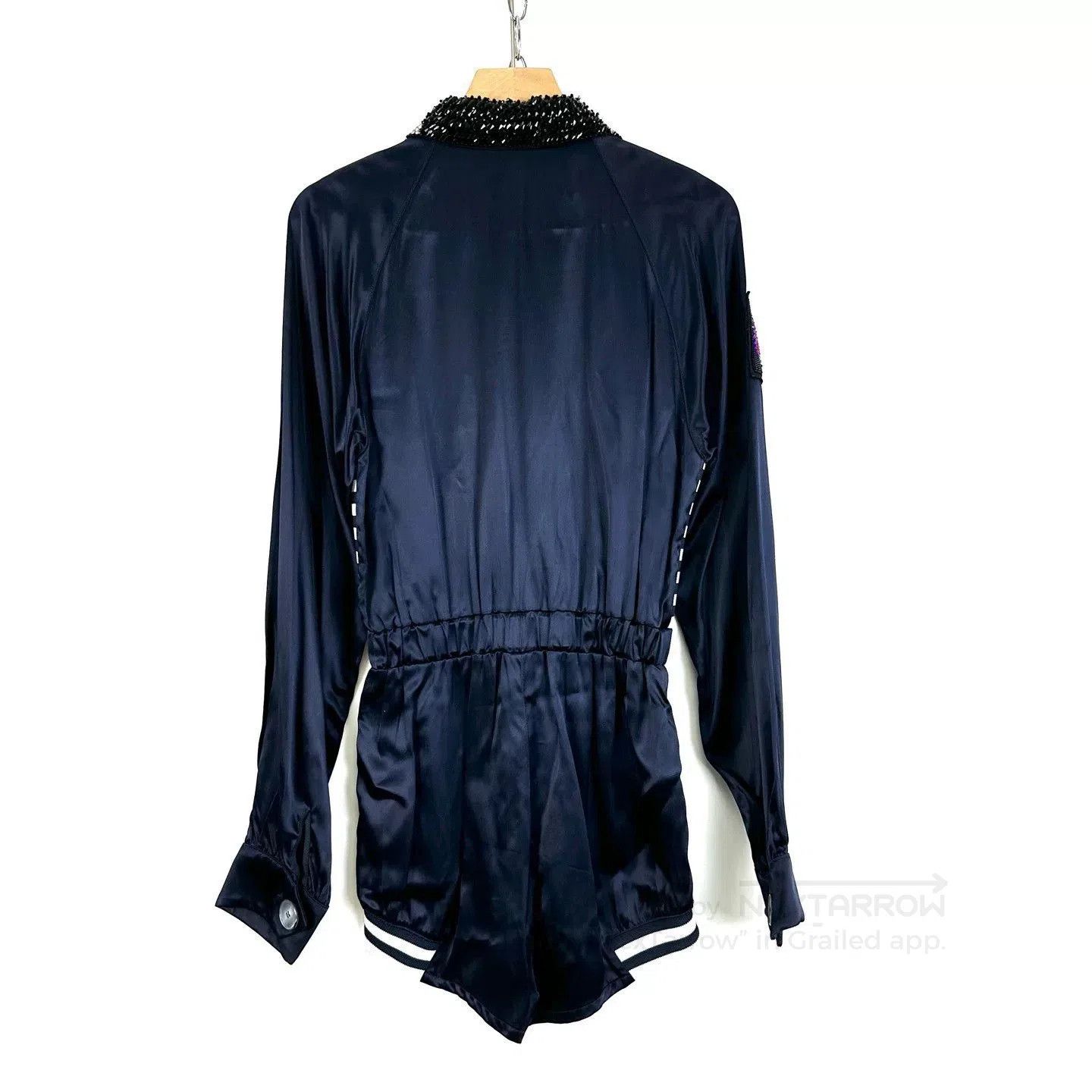 Miu Miu Miumiu Blue Rhinestone Embroidered Playsuit. Size 35" - 2 Thumbnail