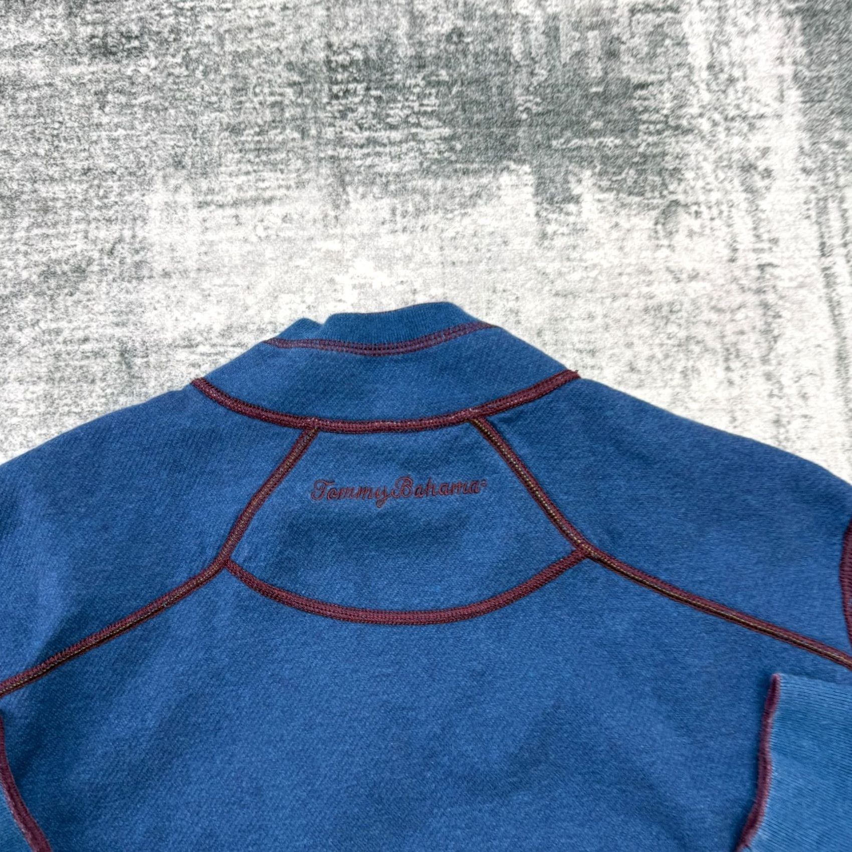 Tommy Bahama Tommy Bahama Sweater Mens Large 1/4 Zip Reversible Mock Neck Blue Knit Pullover Sweatshirt Cardigan Style Shirt Size US L / EU 52-54 / 3 - 7 Thumbnail
