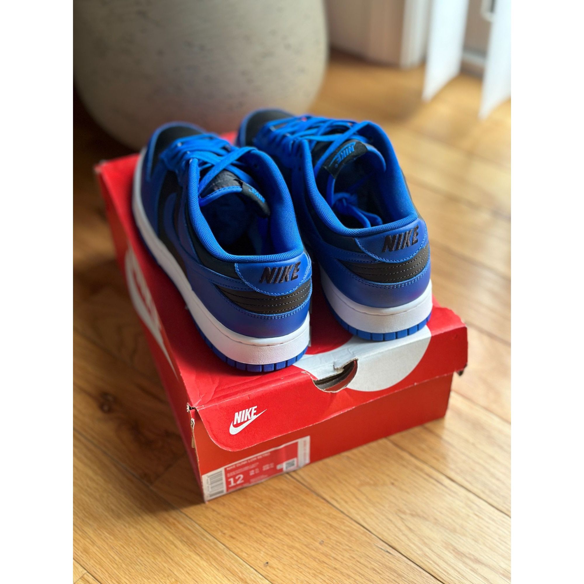 Nike DD1391-001 NIKE DUNK LOW HYPER COBALT BLUE BLACK WHITE ROYAL Size US 12 / EU 45 - 4 Thumbnail