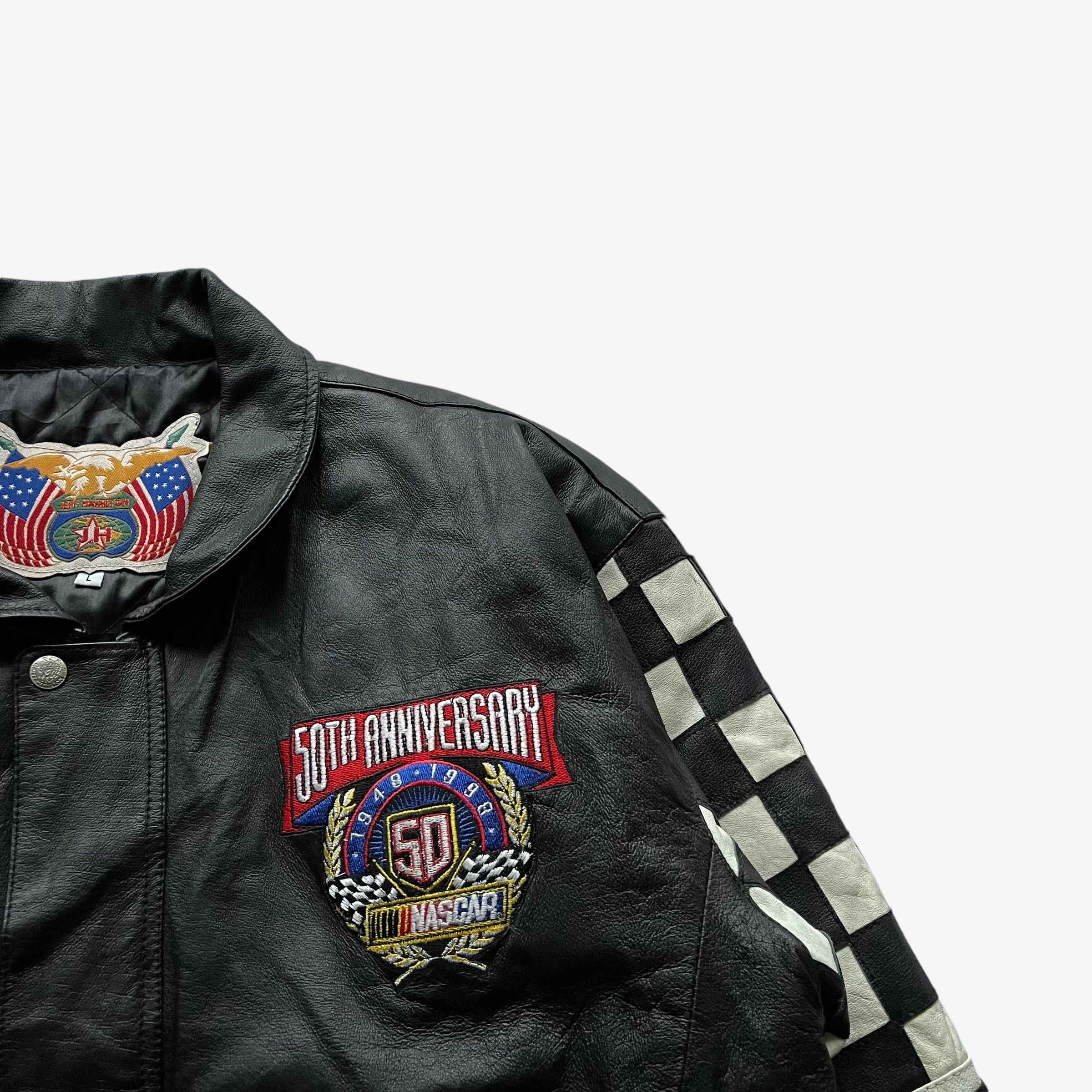 Jeff Hamilton Vintage 90s Jeff Hamilton NASCAR Anniversary Leather Jacket Size US L / EU 52-54 / 3 - 6 Thumbnail