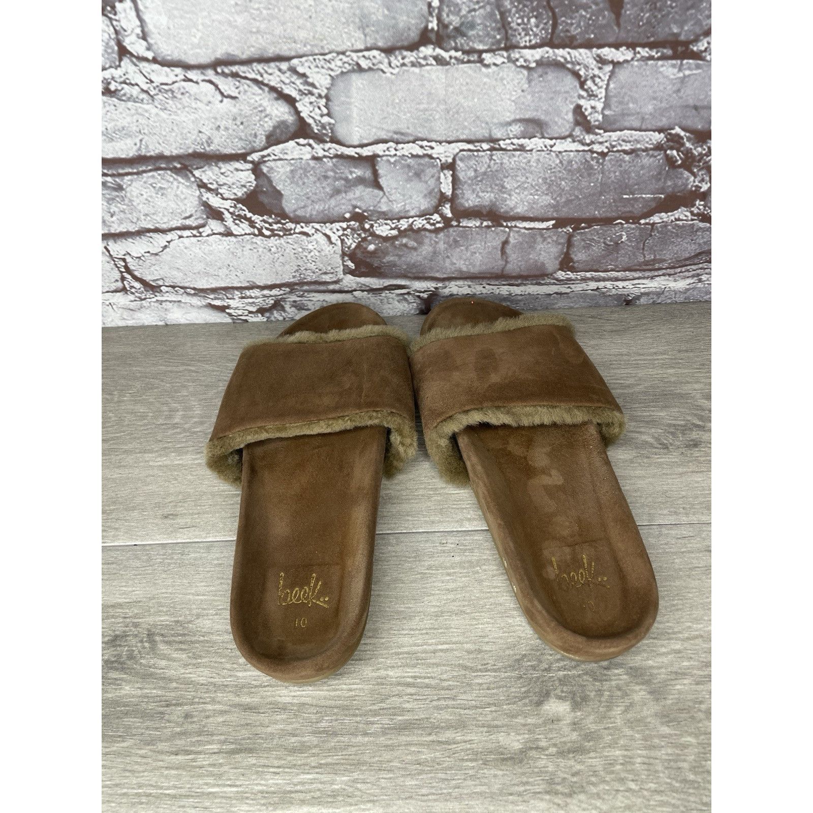 beek Beek Brown Sherpa Lining Brown Suede Leather Slides Sandals Size US 10 / IT 40 - 5 Thumbnail