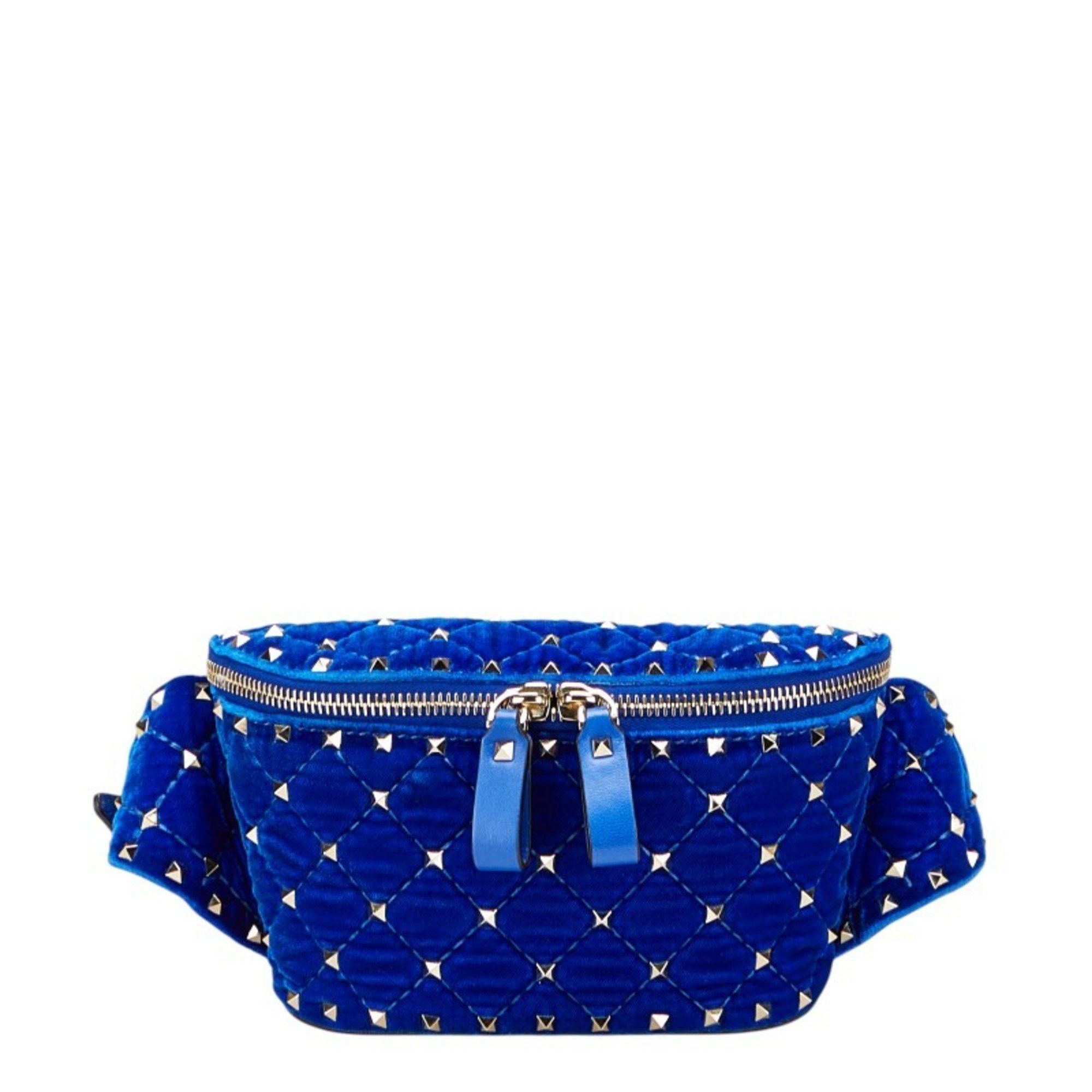 Valentino Valentino Rockstud Waist Bag in Blue Velvet and Leather for Women Size ONE SIZE - 1 Thumbnail