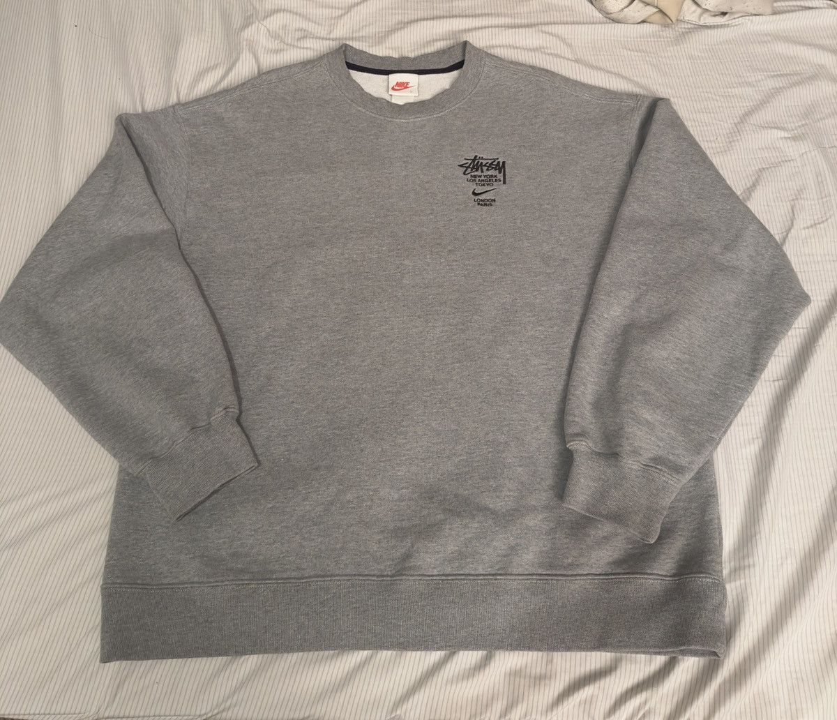 Nike × Stussy Stussy X Nike SS21 Heather Grey Fleece Crewneck 