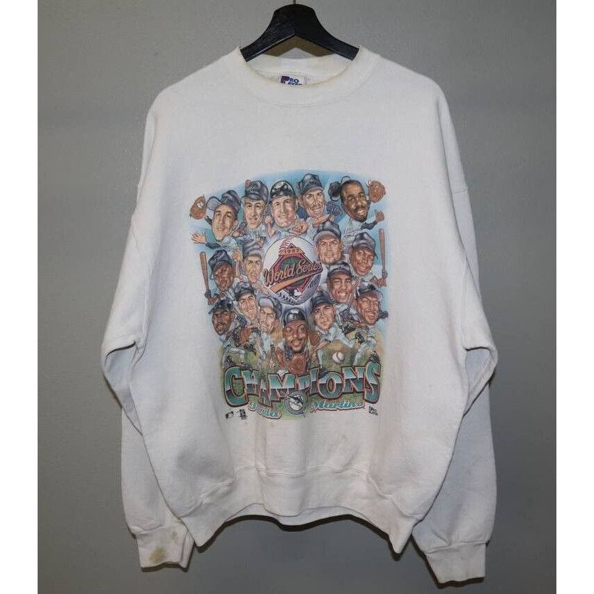 Vintage Vtg 1997 Florida Marlins Miami Champions Cartoon Sweatshirt Size US XL / EU 56 / 4 - 1 Thumbnail