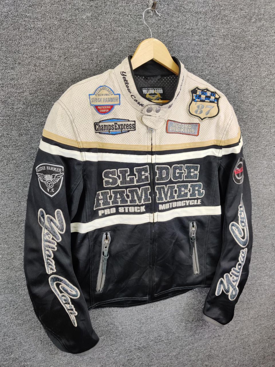 Vintage Yellow Corn Sledge Hammer Motorcycle Padding Jacket