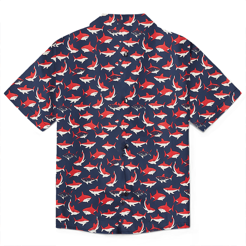 The Unbranded Brand Shark Print Cotton Short Sleeve Shirt Size US S / EU 44-46 / 1 - 5 Thumbnail