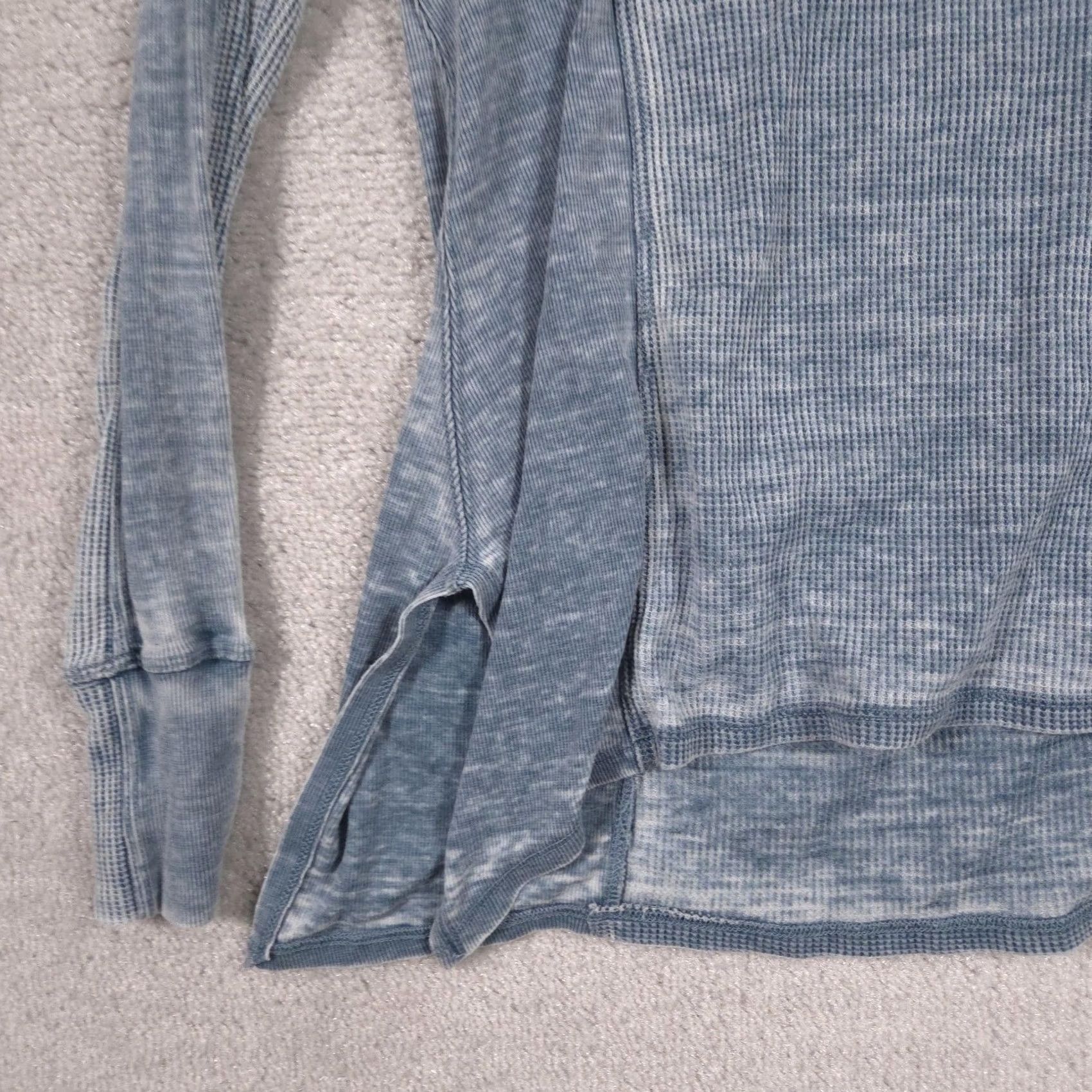 tentree Green Tea Shirt Womens Small Blue Thermal Waffle V Neck Long Sleeve Tunic Top Size S / US 4 / IT 40 - 4 Thumbnail