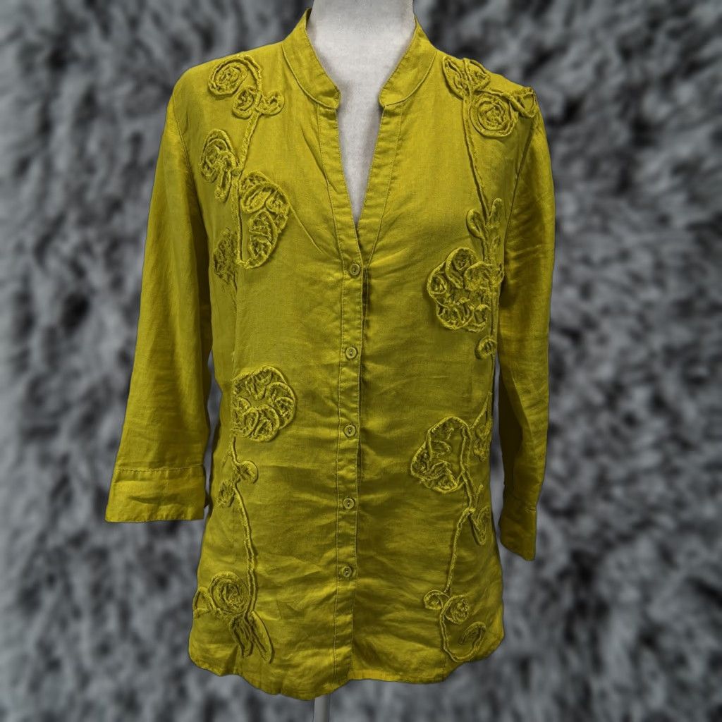 Charter Club VINTAGE Charter Club Linen Tunic Shirt 14 Button-Up Women’s 100% Linen Yellow Long Sleeve Size 14 Womens Size XL / US 12-14 / IT 48-50 - 1 Thumbnail