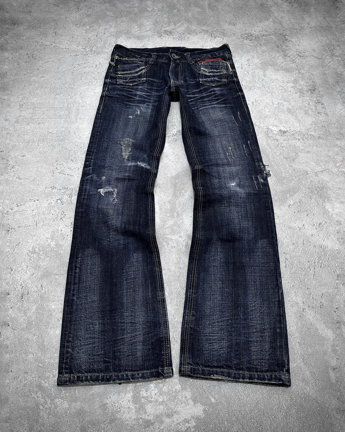 Japanese Brand 00's Russ-k Distressed Flare Jeans Lgb Acne Studios Style Size US 30 / EU 46 - 2 Thumbnail