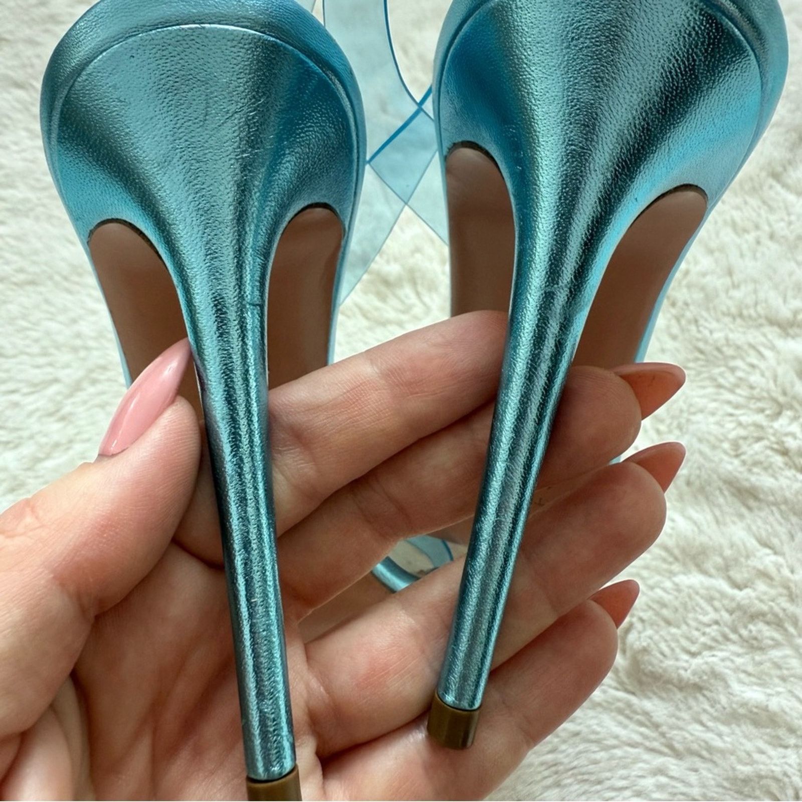 Aquazzura Aquazzura blue metallic women heel sandals size 37.5 EU Size US 7.5 / IT 37.5 - 9 Thumbnail