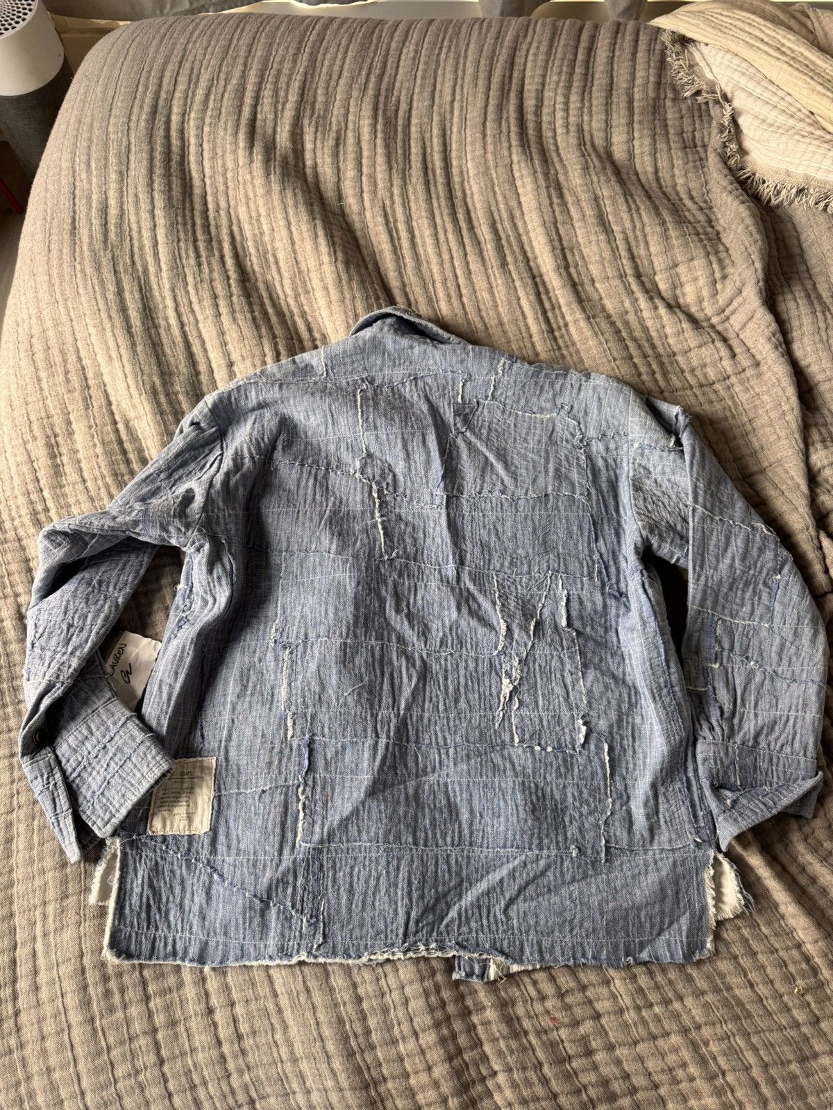Greg Lauren NET/NW Greg Lauren Chambray Scraps Shawl Collar Boxy Fit Size US S / EU 44-46 / 1 - 4 Thumbnail