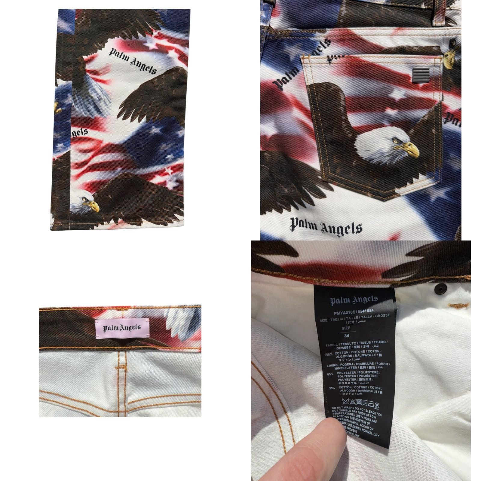 Palm Angels Palm Angels Jeans Men Size 34 Striped Stars Eagle Stripes Multicolor 32in Inseam Straight RARE Size US 34 / EU 50 - 8 Thumbnail