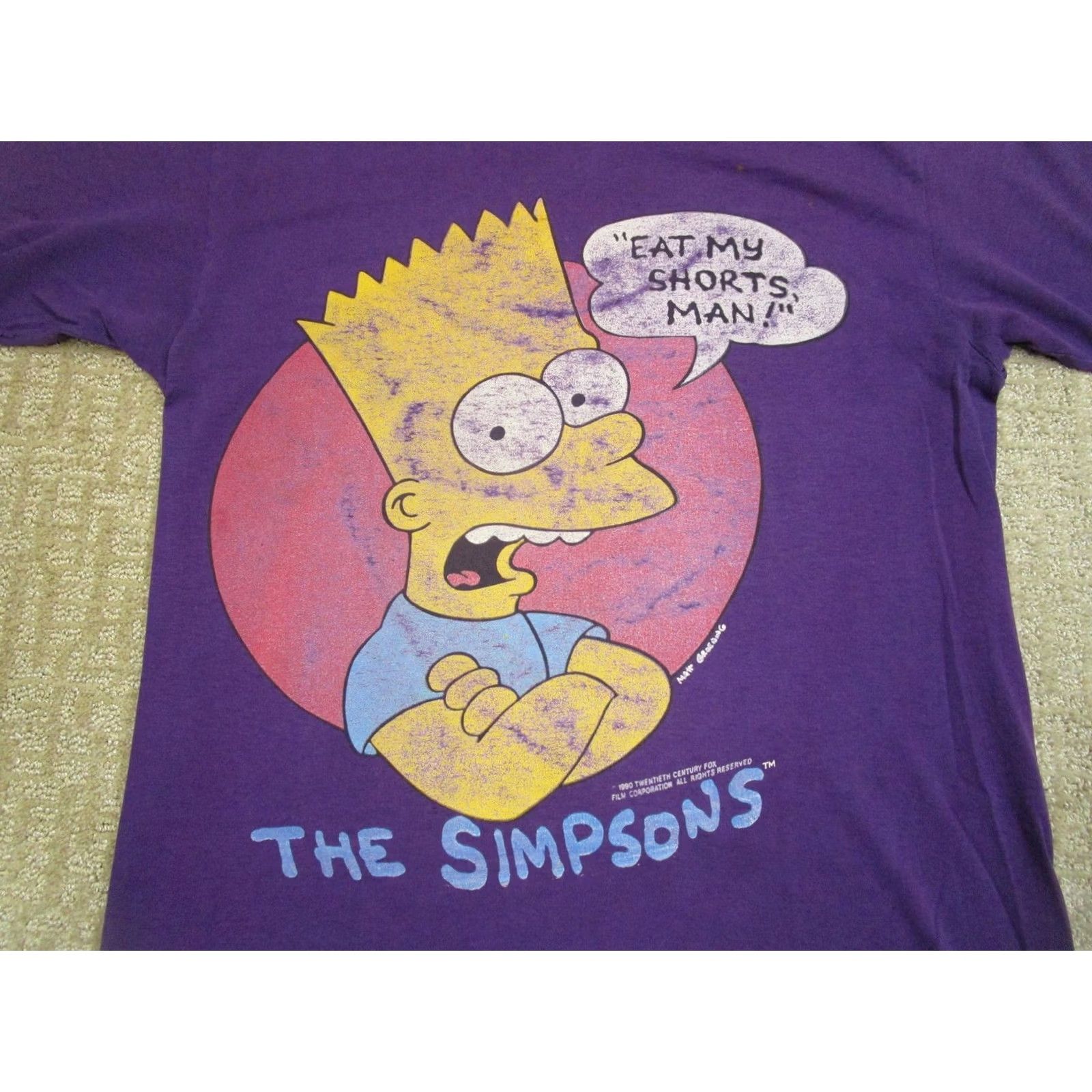 Hanes VINTAGE Simpsons Bart Shirt Mens Medium Eat My Shorts 90s Tee Hanes Purple Size US M / EU 48-50 / 2 - 3 Thumbnail