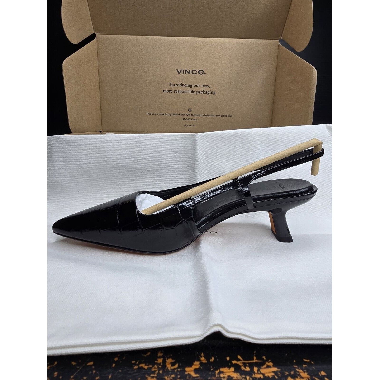 Vince Vince Womens Bianca Black CR, Black Crock Print Leather Size US 6.5 / IT 36.5 - 13 Thumbnail