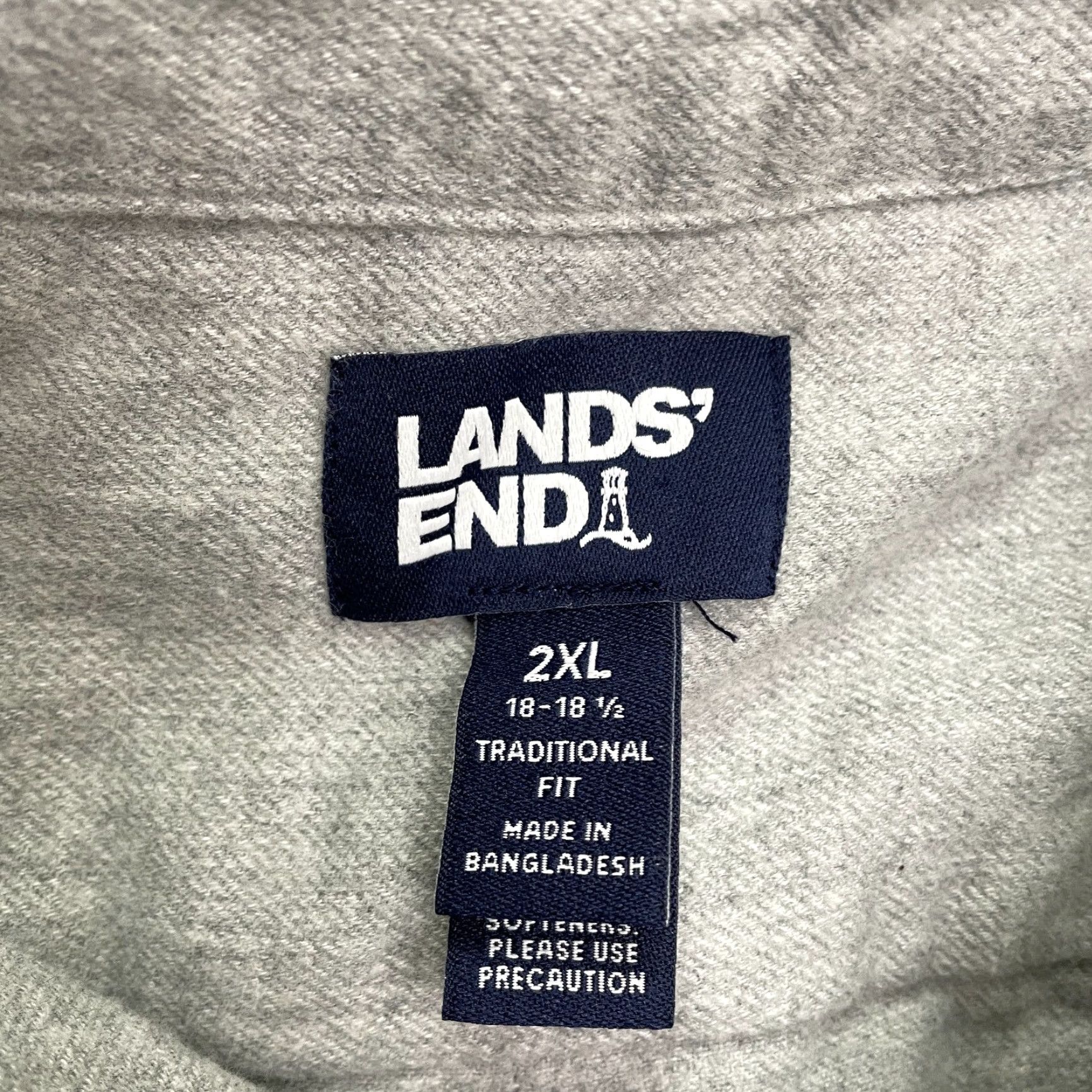 Lands' End Lands' End Traditional Fit Shirt Mens 2XL Gray Flannel Button-Down Casual Size US XXL / EU 58 / 5 - 3 Thumbnail