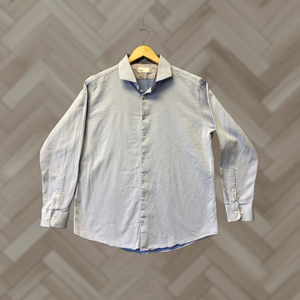 Nordstrom Nordstrom Nordstrom Rack Button Shirt Mens 17 34/35 Blue Patterned Dress Shirt Slim 100% Cotton Regular Computer N/A Size US XL / EU 56 / 4 - 1 Thumbnail