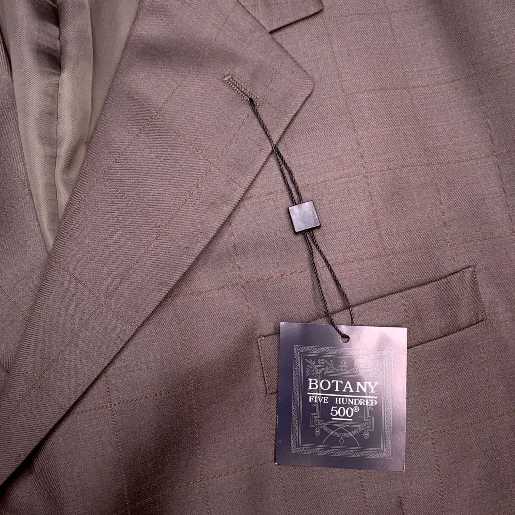 Vintage Botany 500 Suit Jacket Mens 50R Wool Blazer Notch Lapel Four-Button Single-Breasted 52 Chest Brown Size 50R - 7 Thumbnail