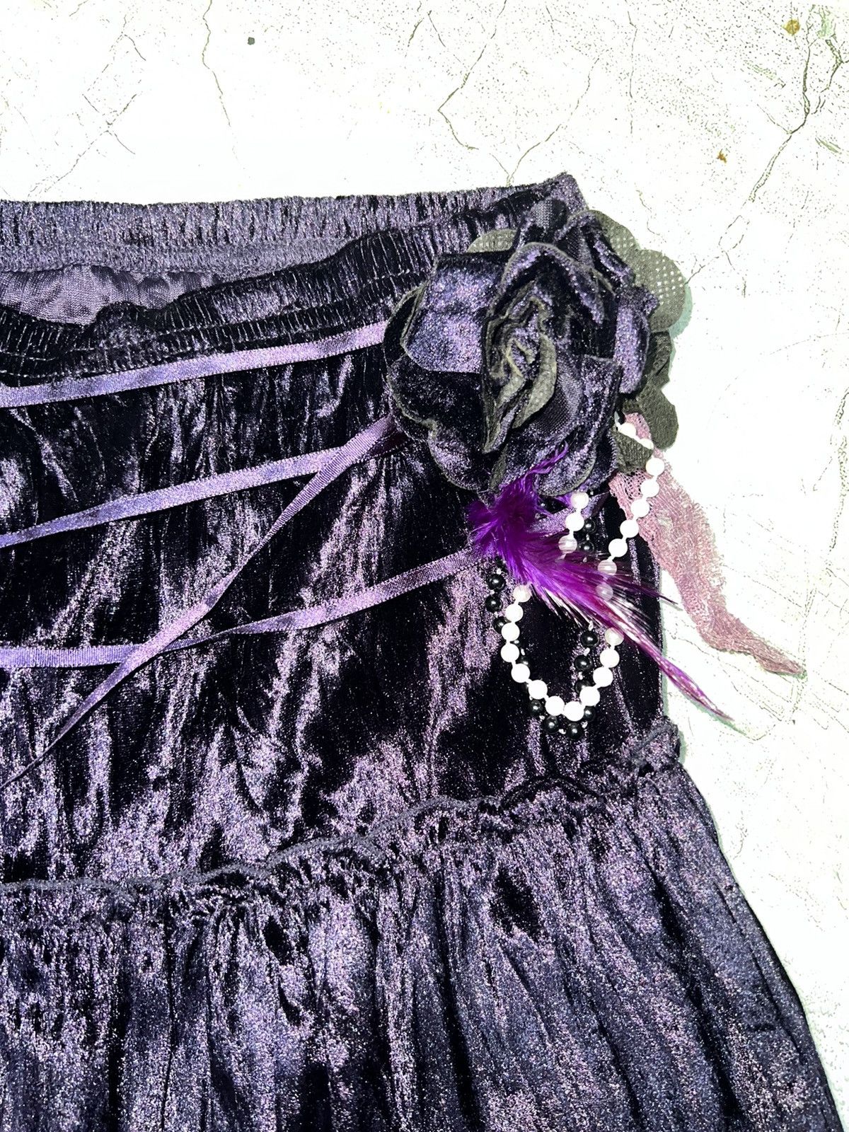 Ann Demeulemeester Dark Velvet gothic ruffle midi skirt 👾🥀 Size 26" / US 2 / IT 38 - 6 Thumbnail
