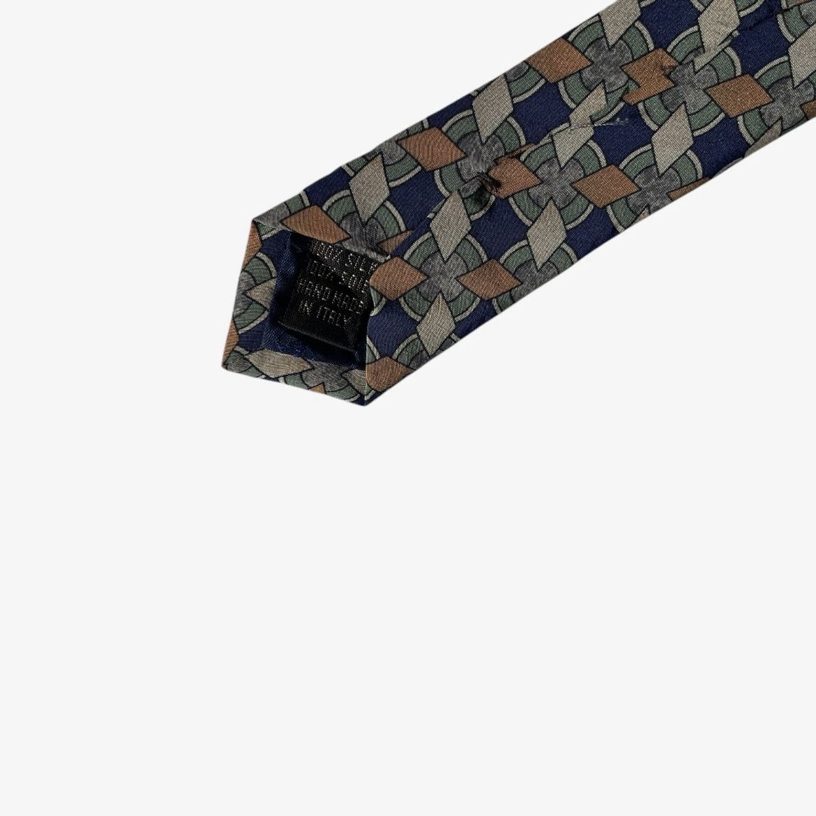 Valentino Vintage 90s Valentino Geometric Abstract Print Navy Silk Tie Size ONE SIZE - 4 Thumbnail