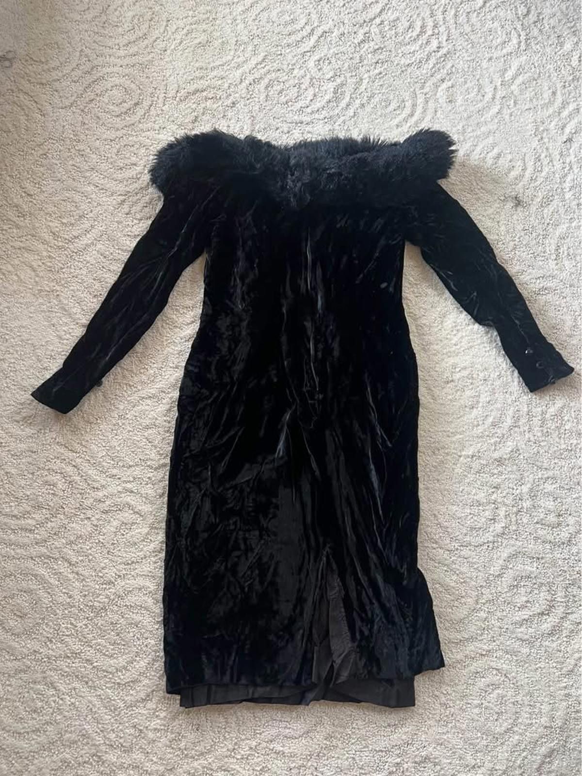 Designer Vintage 90s Tadashi Black Velvet Dress– Made in USA– Size 12 Size XL / US 12-14 / IT 48-50 - 5 Thumbnail