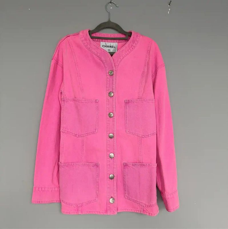 Chanel Pink Denim Long Sleeve Cardigan 0089