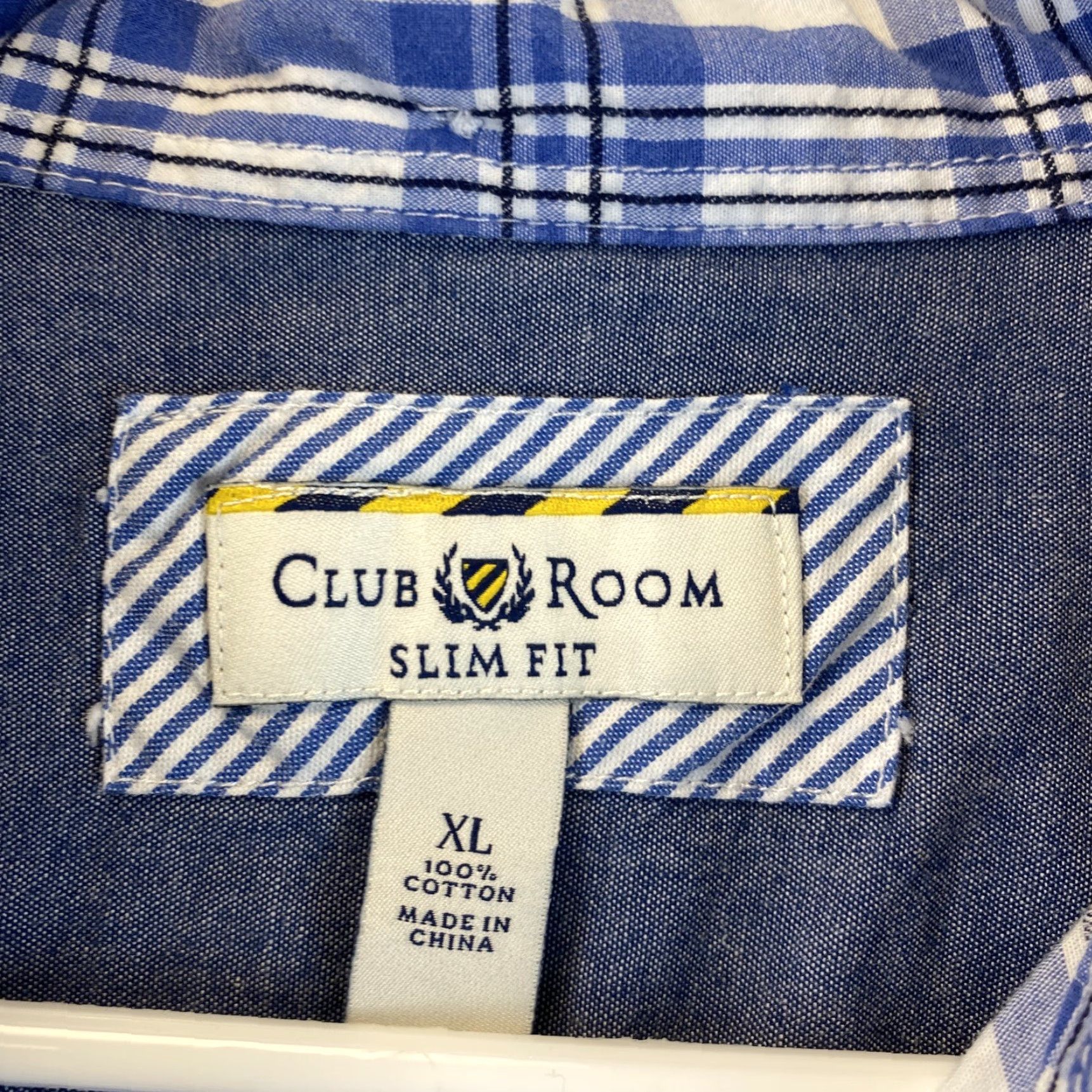Club Room Club Room Shirt Mens XL Blue Slim-Fit Plaid Long Sleeve All Seasons 74-18 Size US XL / EU 56 / 4 - 5 Thumbnail