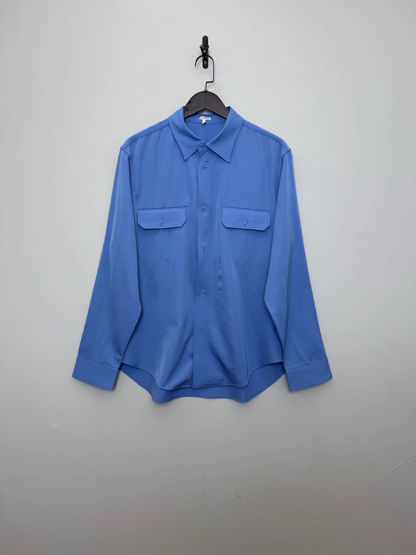 Loewe Loewe Blue Wool Collared Long Sleeve Shirt K36 Size US XL / EU 56 / 4 - 1 Thumbnail