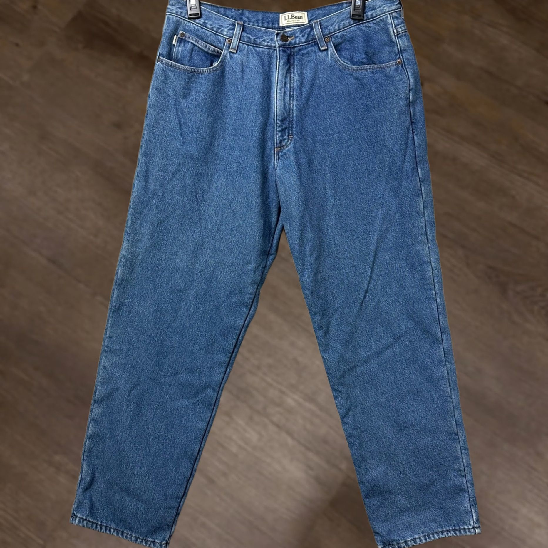 Vintage L.L. Bean Mens Jeans Straight 38x32 Blue Relaxed Fit Lined 5-Pocket Denim EUC Size US 38 / EU 54 - 1 Thumbnail