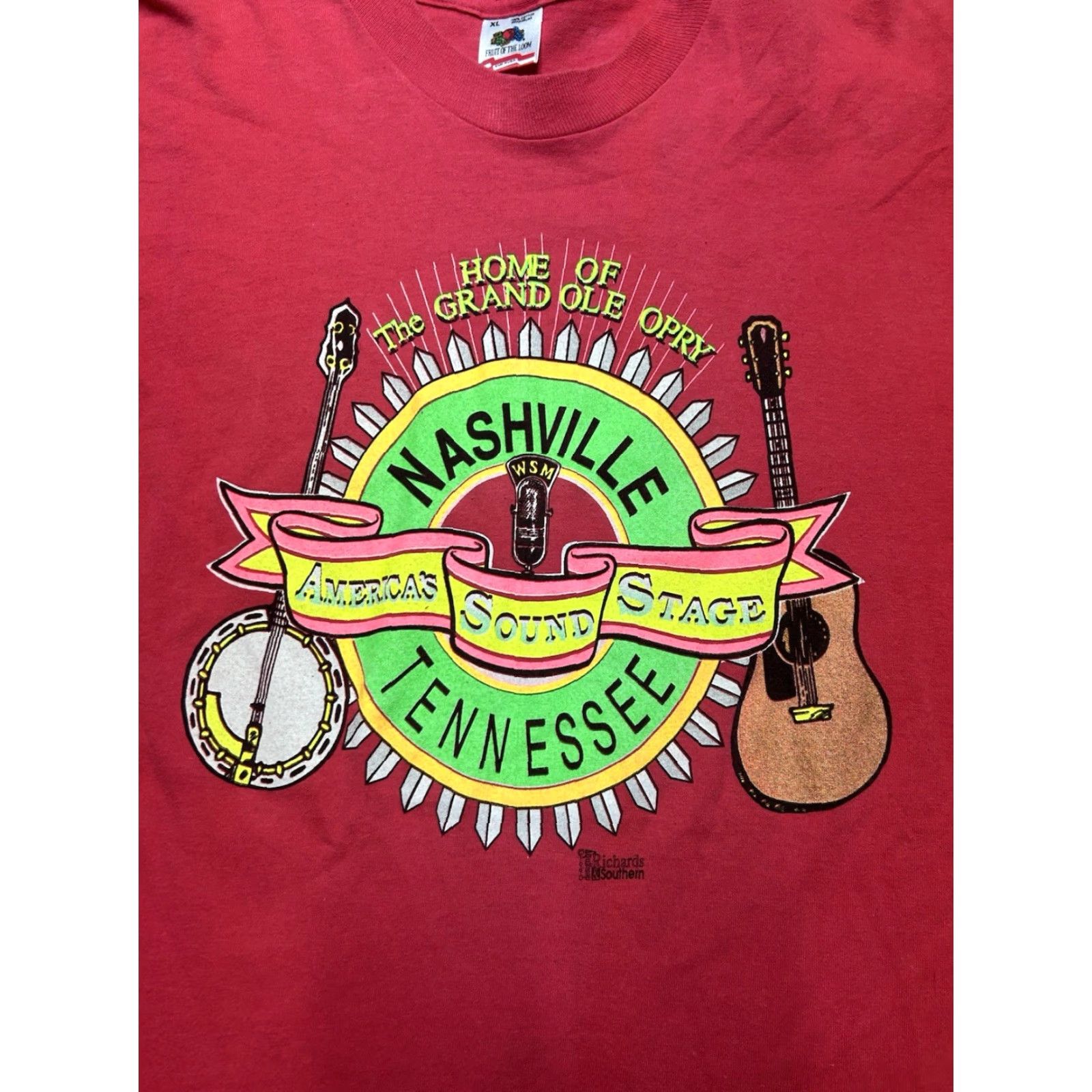 Fruit Of The Loom VINTAGE 90s Fruit of the Loom T-Shirt Nashville Tennessee Grand Ole Opry Pink XL Men Shirts 90s Size US XL / EU 56 / 4 - 2 Thumbnail