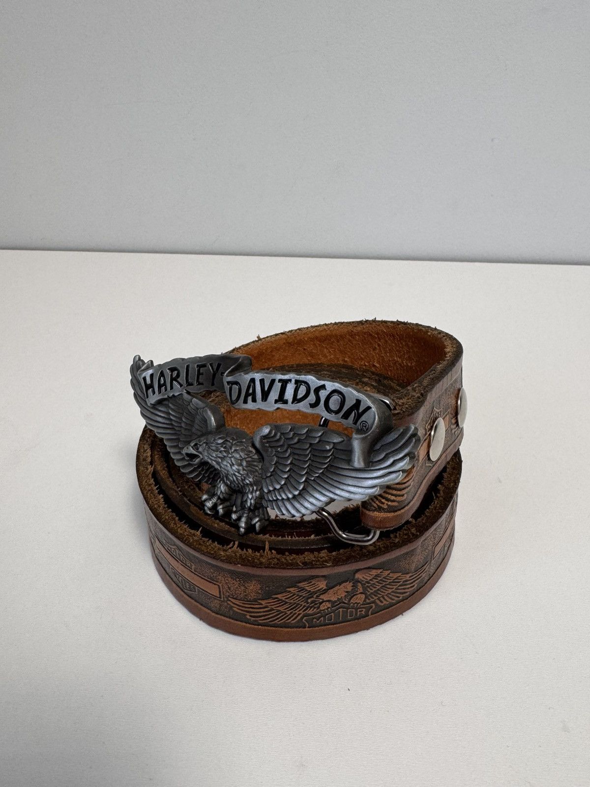 Harley Davidson Vintage Leather Belt Y2K style brown