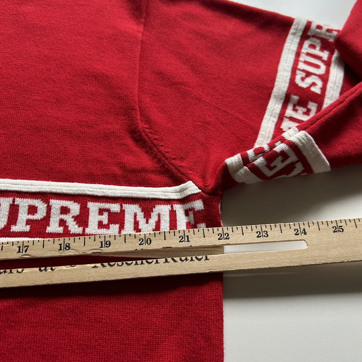 Supreme Supreme Logo Stripe Knit Top Red Men’s Medium Rare Size US M / EU 48-50 / 2 - 5 Thumbnail