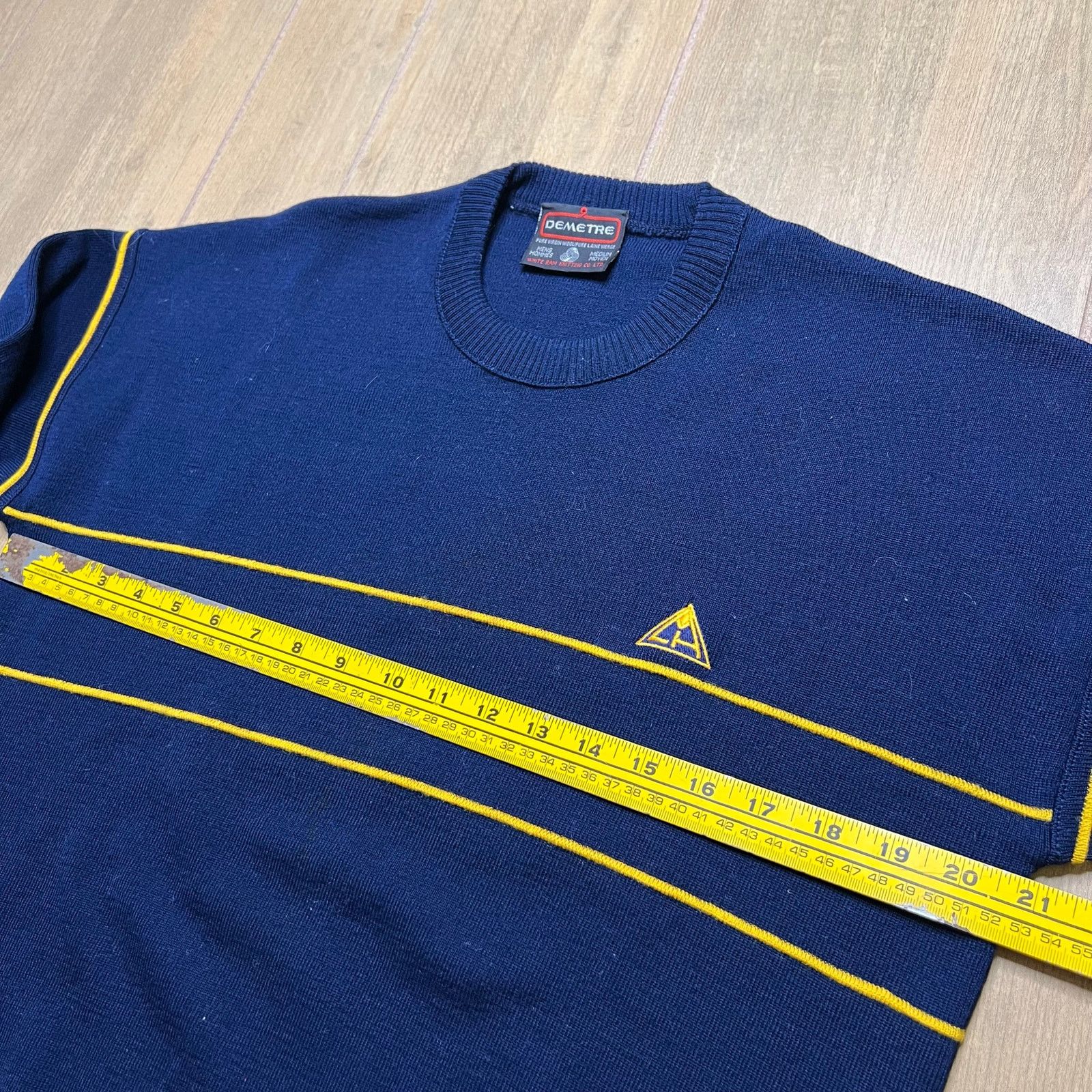 Vintage Vintage DEMETRE Wool Sweater Men’s Medium Blue Yellow Stripe Size US M / EU 48-50 / 2 - 6 Thumbnail
